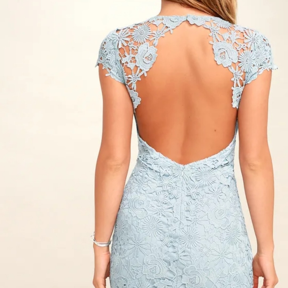 Lulu's Light Blue Lace Mini Dress